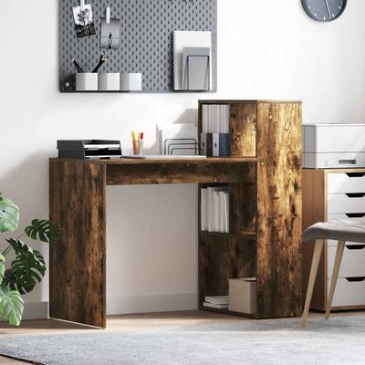 vidaXL Stôl s poličkou Dymová dub 108 x 55 x 103.5 cm Kompozitné drevo