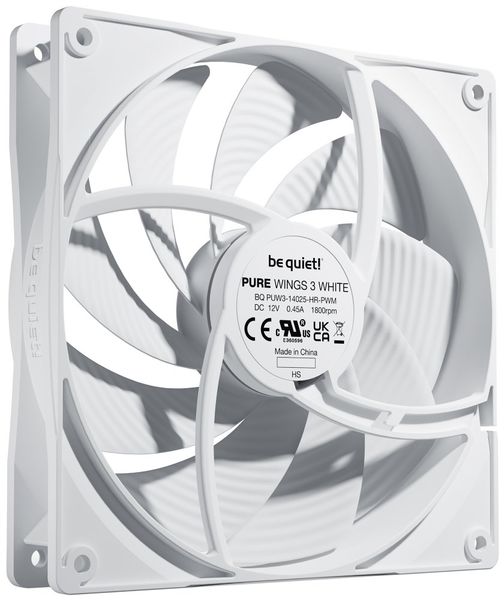 Be quiet! / ventilátor Pure Wings 3 / 140mm / PWM / high-speed / 4-pin / 30,5dBA / biely Ventilátor, 140mm, Rifle ložisko, 4pin PWM, 30,5dBA, výška 25mm, biely