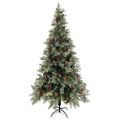 vidaXL Osvetlený vianočný stromček+šišky, zeleno biely 225cm, PVC a PE