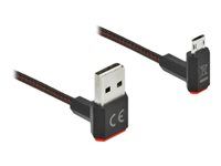 Kabel USB - USB (M) zahnutý nahoru/dolů, reverzibilní do Micro USB typ B (M) zahnutý nahoru/dolů, reverzibilní - USB 2.0 - 1 m - černá