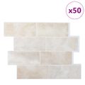 vidaXL Subway dlažba 50 ks Béžový mramor 29 x 21 cm Polyuretán a PET