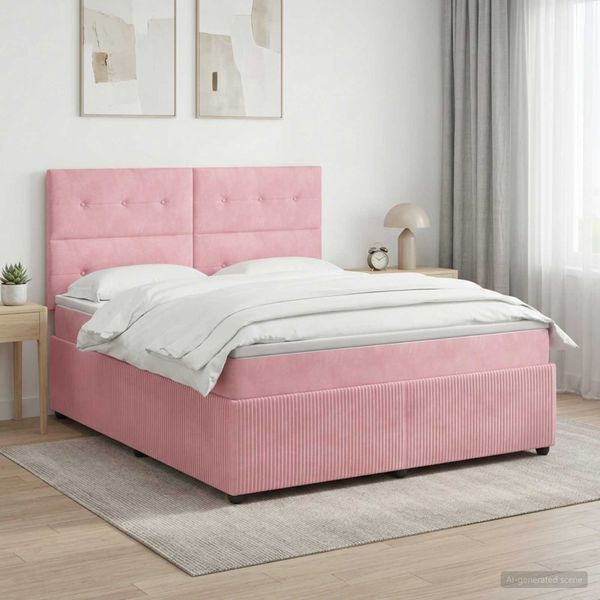 vidaXL Posteľ boxspring s matracom Ružová 180 x 200 cm Zamat