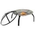 vidaXL 2 v 1 ohnisko s grilom a kutáčom 56x56x49 cm nehrdzavejúca oceľ