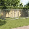 vidaXL Klietka pre psa so dverami sivá 4x2x1,5 m pozink. oceľ