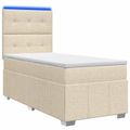 vidaXL LED boxspring posteľ s matracom Krémová 90 x 190 cm Látka