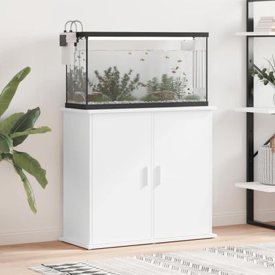 vidaXL Stojan na akvárium biely 81x36x73 cm kompozitné drevo
