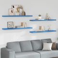 vidaXL Plávajúce nástenné police 4 ks modré 120x23,5x3,8 cm MDF