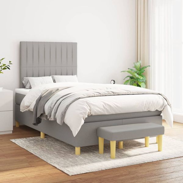 vidaXL Boxspring posteľ s matracom bledosivá 120x200 cm látka