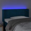vidaXL Čelo postele s LED tmavomodré 83x16x78/88 cm zamat