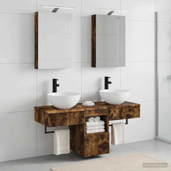 vidaXL Set kabinetov do kúpeľne 5 pcs Dymový dub 40 x 10,5 x 60,5 cm