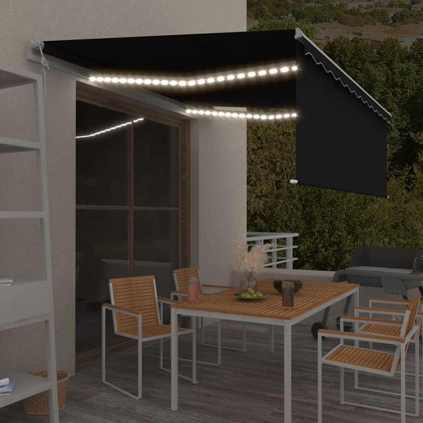 vidaXL Automatická markíza tienidlo&LED&senzor vetra antracitová