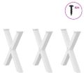 vidaXL Nohy k jedálenskému stolu v tvare X, 3 ks, biele, 80 x (72-73) cm, oceľové