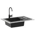 vidaXL Drez Čierna 780 x 500 mm 80% Kvárc a 20% Živica