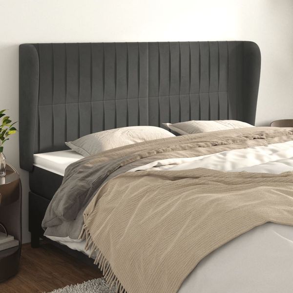 vidaXL Čelo postele so záhybmi tmavosivé 163x23x118/128 cm zamat
