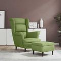 vidaXL Kreslo wingback s podnožkou bledozelené zamatové