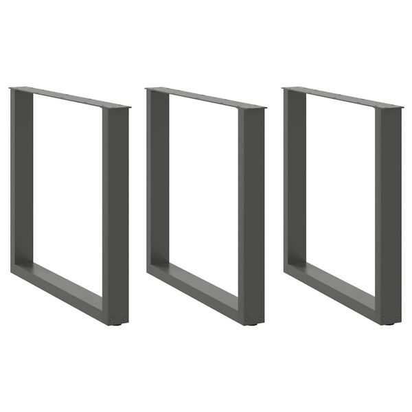 vidaXL Nohy k jedálenskému stolu v tvare U, 3 ks, antracitové, 80 x (72-73) cm, oceľ