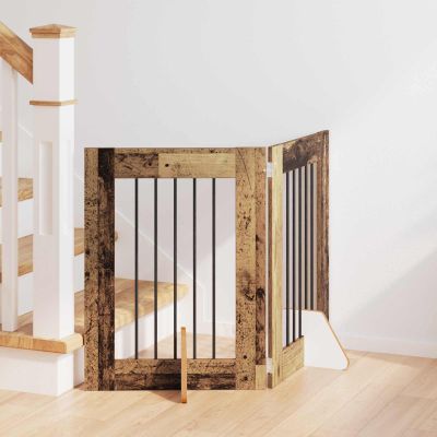 vidaXL Brána pre psov so stojanmi 2 pcs Staré drevo 60 x 60 cm