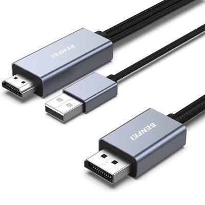 Kábel BENFEI HDMI na DisplayPort 4K 60Hz 2K 144Hz 1080P 165Hz jednosmerný 1,8 m sivý