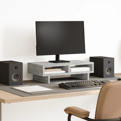 vidaXL Stojan na monitor sivý dub sonoma 50x27x15 cm kompozitné drevo