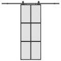 vidaXL Posuvné dvere s kovaním čierne 76x205 cm tvrdené sklo