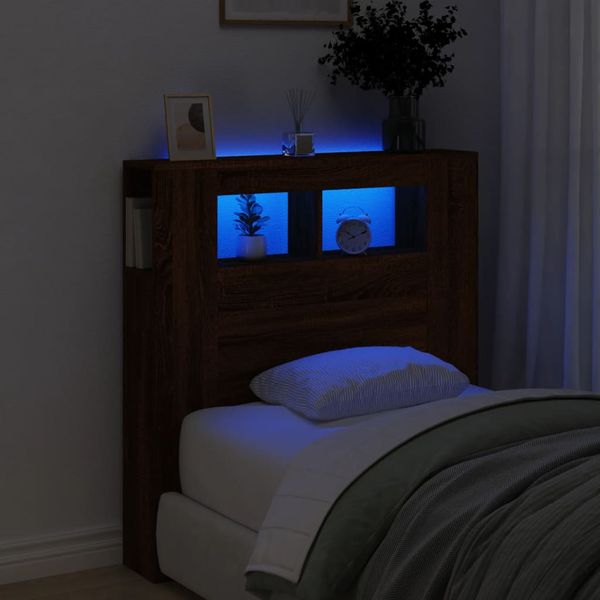 vidaXL Čelo s LED hnedý dub 100x18,5x103,5 cm kompozitné drevo