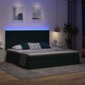 vidaXL LED úložná posteľ s matracom Tmavozelená 200 x 200 cm Zamat