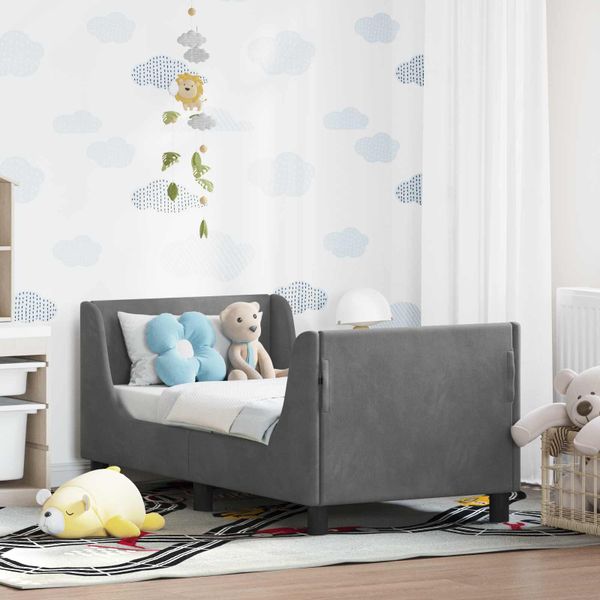 vidaXL Rám detskej postele s čelom Tmavosivá 70 x 140 cm Zamat