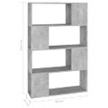 vidaXL Knižnica/deliaca stena betónovo sivá 80x24x124,5cm drevotrieska