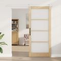 vidaXL Posuvné dvere 93 x 211 cm Masívne borovicové drevo a sklo