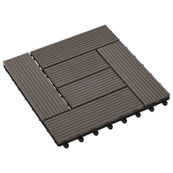 vidaXL Dlažba na terasu 11 pcs Tmavohnedá 30 x 30 cm drevoplast