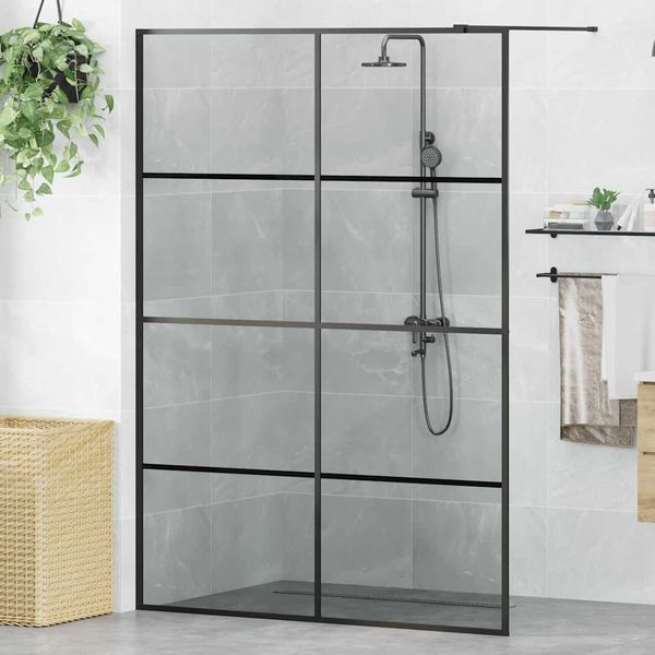 vidaXL Stena walk-in sprchy Čierna 140 x 195 cm tvrdené sklo