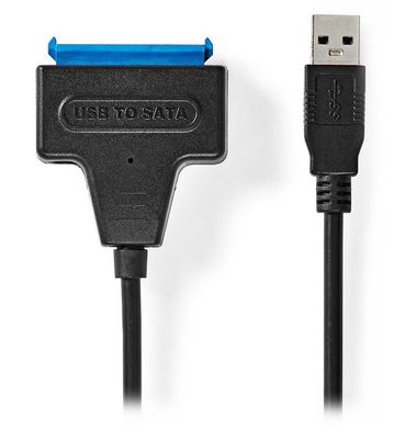 NEDIS adaptér USB 3.2 Gen1/ 2,5"/ SATA I, II, III/ napájenie z USB/ 30 cm/ čierny/ blistr Adaptér, pre 2,5" SATA SSD/HDD, USB 3.2 Gen1 (M), SATA 22pin (F), 30cm, čierny