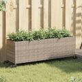 vidaXL Kvetináč s kolieskami 3 nádoby sivý 107x32x38 cm polyratan
