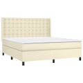 vidaXL Boxspring posteľ s matracom a LED krémová 180x200 cm umelá koža