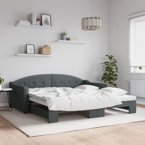 vidaXL Denná posteľ s rozkladacou posteľou bledosivá 100x190 cm látka