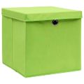 vidaXL Úložné boxy s vekom 10 ks, 28x28x28 cm, zelené