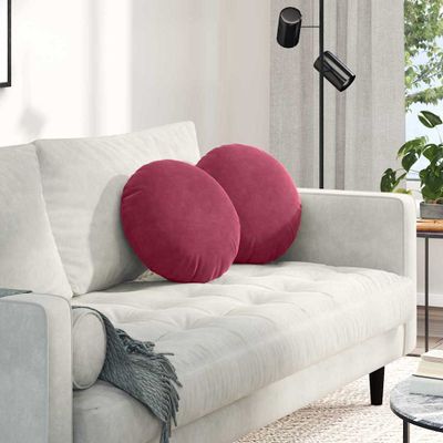 vidaXL Vankúše na sedenie 2 pcs Víno červené Ø 40 x 13 cm Zamat