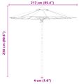vidaXL Záhradný slnečník Ø 217 x 230 cm Bambus Okrúhly Krémovo biela