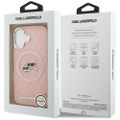 Karl Lagerfeld Magsafe IML lesklé puzdro s kovovým rámom a tlačidlami, hlavy Karla a Choupette na opakovanom logu KL pre iPhone 17 ružové