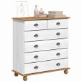vidaXL Komoda ASKIM Biela 91 x 40 x 95,5 cm Masívne borovicové drevo