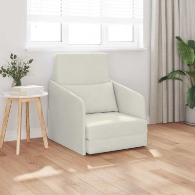 vidaXL Rozkladacia posteľ Krémová 65 x 80 x 83 cm Zamat