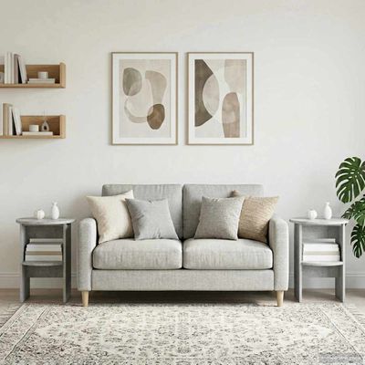 vidaXL Bočná skrinka 2 ks Betónovo Sivá Ø40 x 50 cm Konštruované drevo