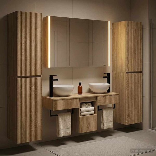 vidaXL Sada kúpeľňového nábytku 6 pcs Dub sonoma