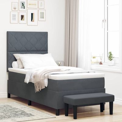 vidaXL Posteľ s pružinovým rámom Tmavo šedá 190 x 90 cm Zamat