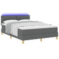 vidaXL LED box s pružinami s LED pásikmi Tmavo šedá 160 x 200 cm látka