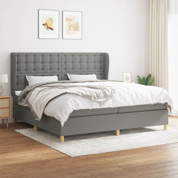 vidaXL Boxspring posteľ s matracom tmavosivá 200x200 cm látka