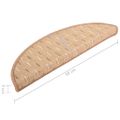vidaXL Kobercové nášľapy na schody 15 ks bledohnedé 56x17x3 cm