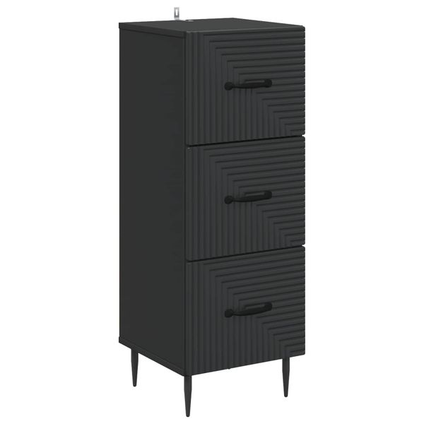 vidaXL Zásuvkový kabinet Čierna 33 x 34,5 x 89,5 cm Kompozitné drevo