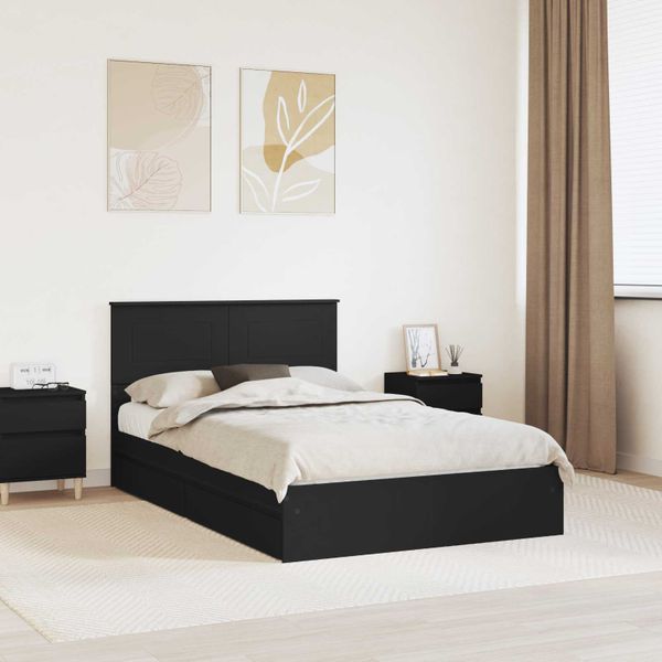 vidaXL Úložná posteľ so zásuvkou Čierna 120 x 190 cm Kompozitné drevo
