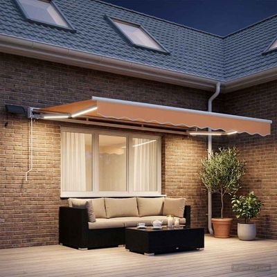 vidaXL Ručný rám markízy s LED Piesková 2,5 x 2 m